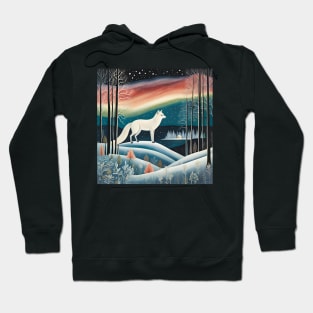 Arctic Fox under the Northern Lights Hoodie